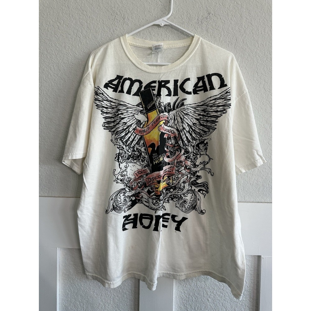 Y2K wild turkey American honey whisky graphic big print t shirt white